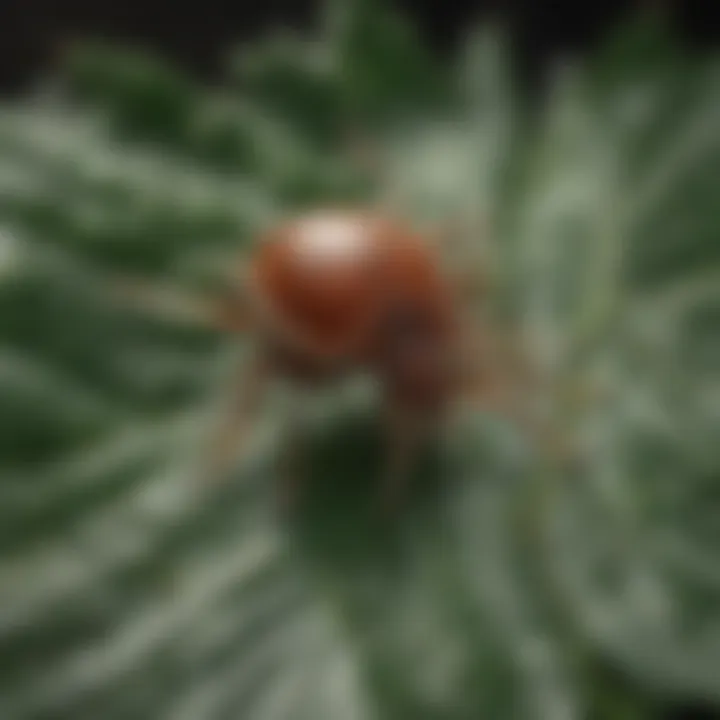 Close-up of a tick on a leaf