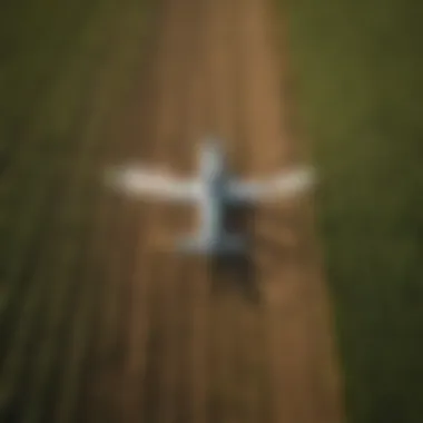 Aerial view of farmland with pest control application