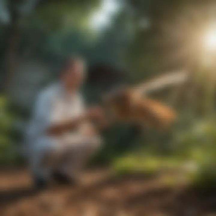 Technician applying mosquito treatment in a yard