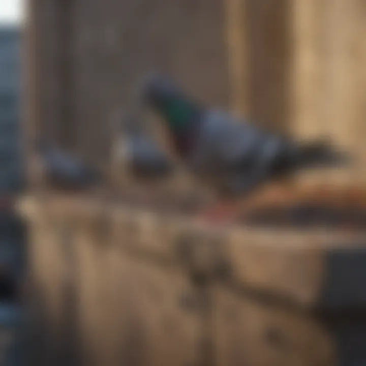 Close-up view of pigeon droppings on a ledge