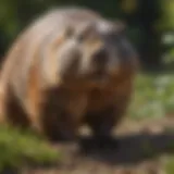 Groundhog foraging in a garden