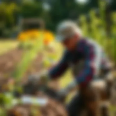Integrated Pest Management in Action Gardener applying integrated pest management in a garden