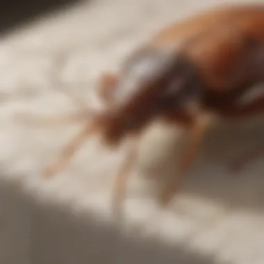 Close-up of a bed bug on a mattress