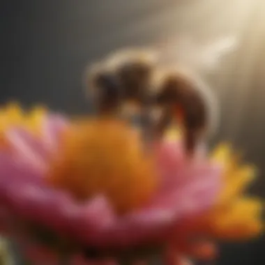 Close-up of a bee on a flower, showcasing pollination