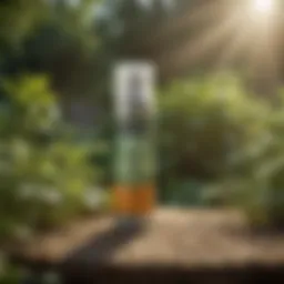 Close-up of a natural insect repellent spray being applied in a garden
