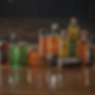 Selection of Effective Pesticides Various pesticides displayed on a wooden surface