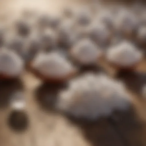 A close-up view of boric acid granules on a wooden surface