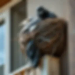 A close-up view of a pigeon nest built on a residential balcony.