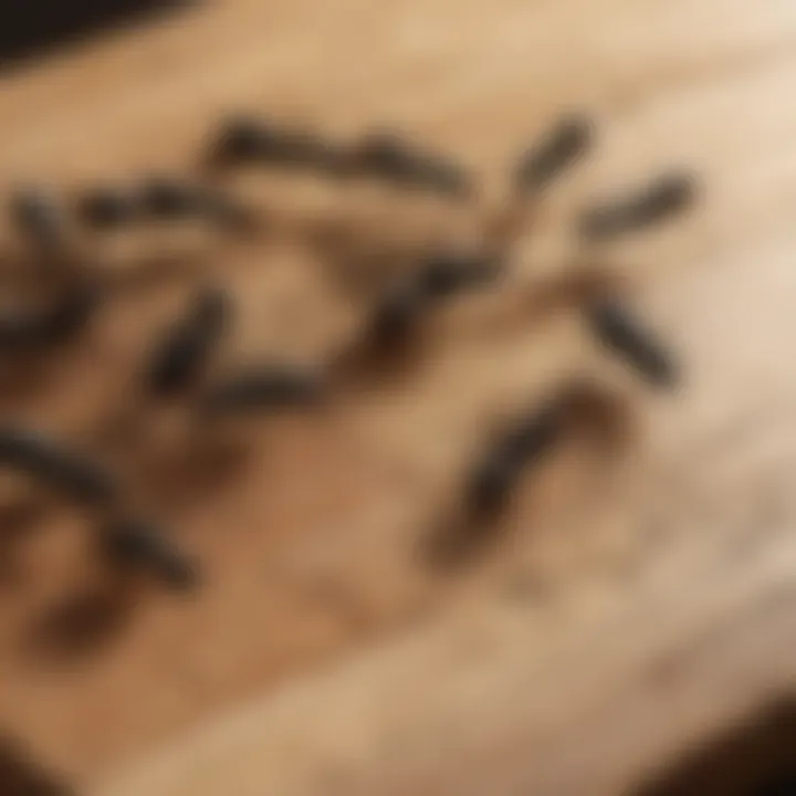 Close-up of carpenter ants on wood