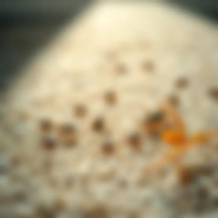 A carpet with visible flea and tick debris for illustration of infestation.