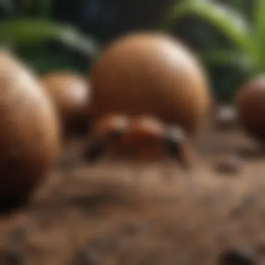 A close-up view of coconut ants in their natural habitat