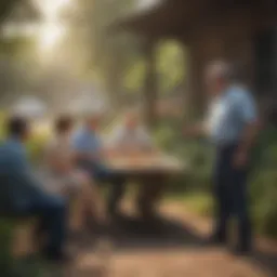Illustration of a community meeting focused on pest management strategies