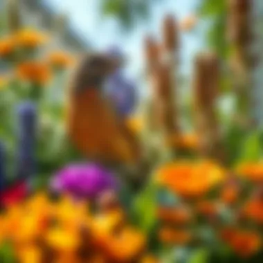 A colorful array of bird-friendly plants that encourage biodiversity and attract beneficial wildlife.