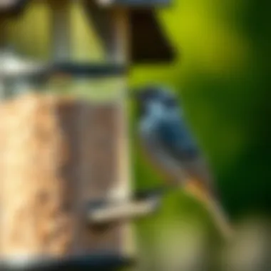 A close-up view of a bird feeder designed to promote safe feeding while preventing nuisance.