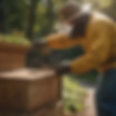 Demonstration of Safe Removal Techniques Safe bee removal methods demonstrated outdoors