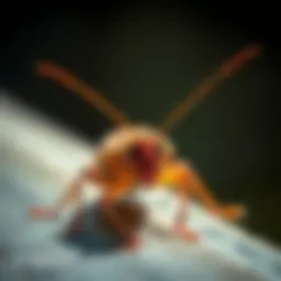 Close-up view of a cockroach on a surface