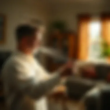 Illustration of proper application technique of flea spray in a home environment