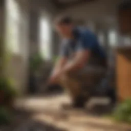 Dewey Pest Control technician inspecting a property