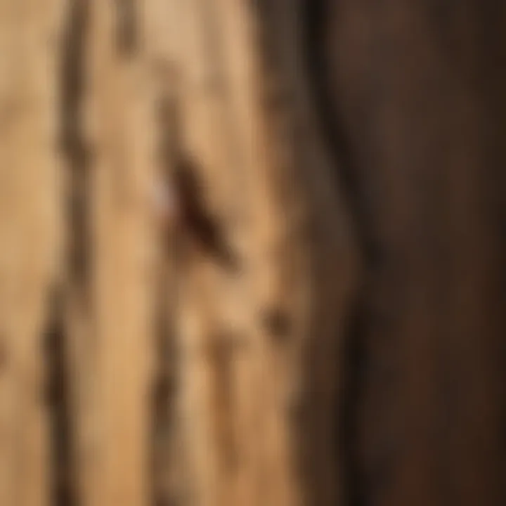 Close-up of termite damage on wood