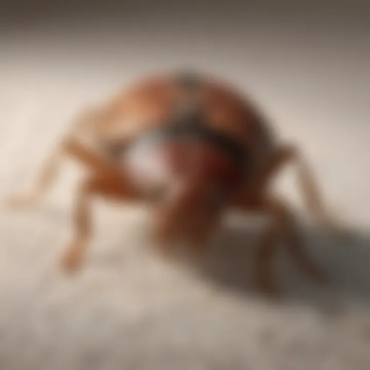 Close-up of a bed bug on a mattress