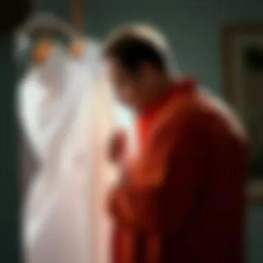 Illustration of a person inspecting clothes for bed bugs