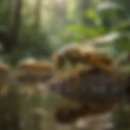 Detailed view of yellow jackets in their natural habitat