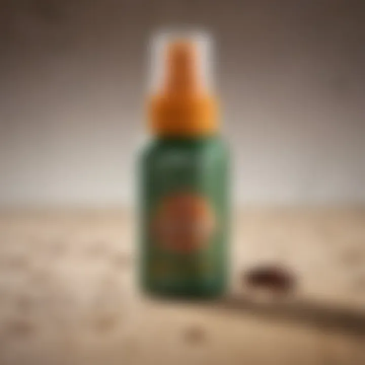 Close-up of a bottle of eco-friendly bed bug spray