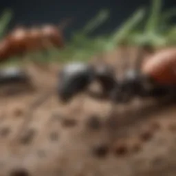 Close-up of various ant species in Miami