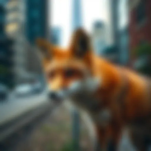 Urban fox in Chicago's landscape