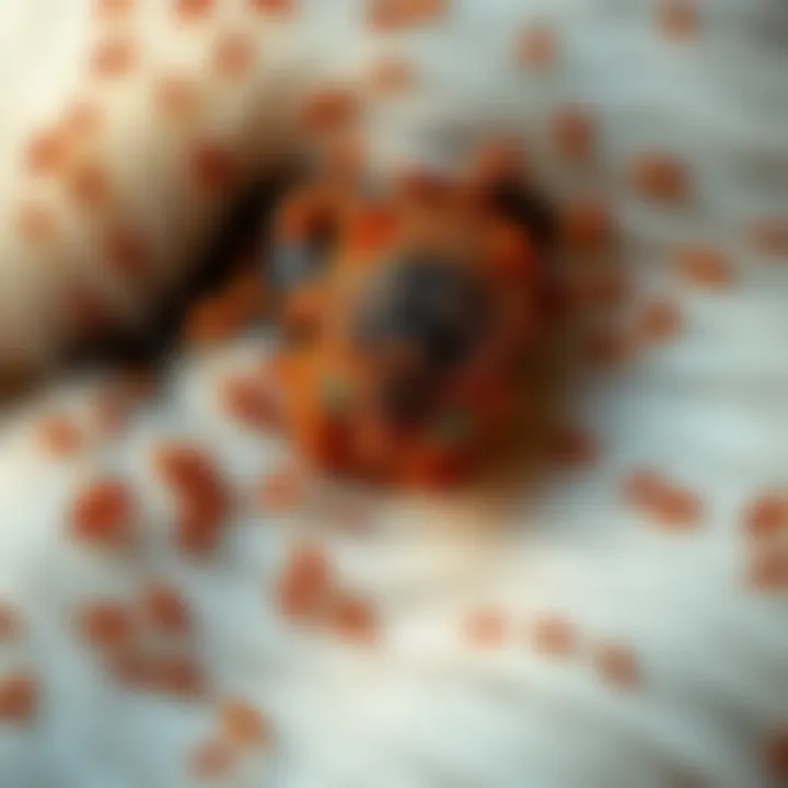 Flea Infestation in Pet Fur Close-up of flea-infested pet fur