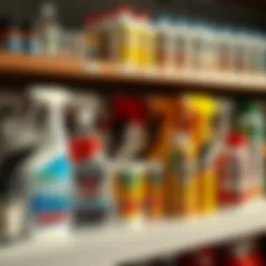 Selection of Insecticides for Fleas Display of various insecticide products on a shelf