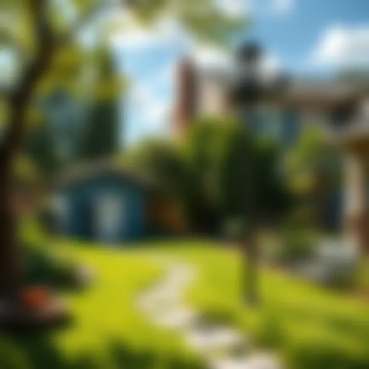 A picturesque backyard equipped with a mosquito misting system