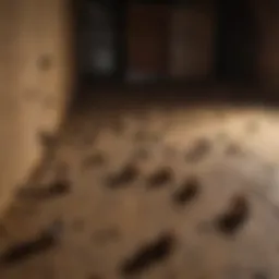 Close-up view of bat droppings in an attic