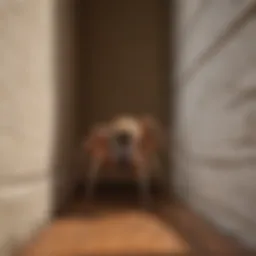 Close-up view of a spider in a corner of a room