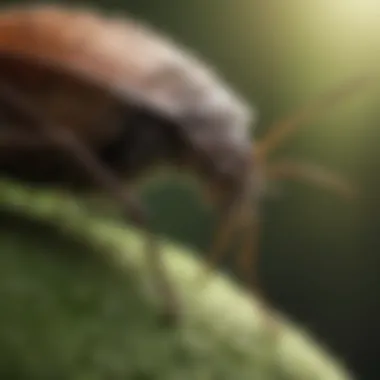 Close-up of a stink bug resting on a plant leaf