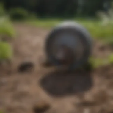 Humane trap set for moles in a backyard