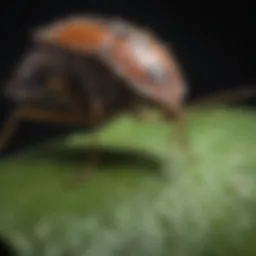 Close-up view of stink bug on a leaf