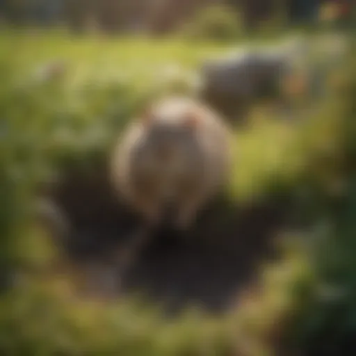 Vole habitat in a well-maintained lawn