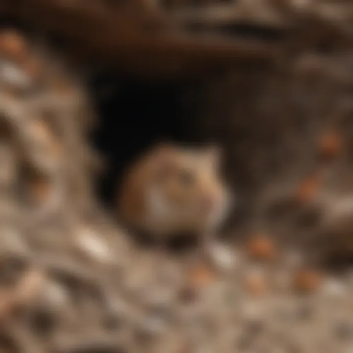 Illustration of common rodent nesting materials like insulation and debris.