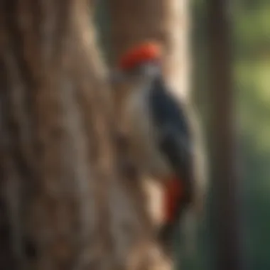 Woodpecker perched on a tree trunk