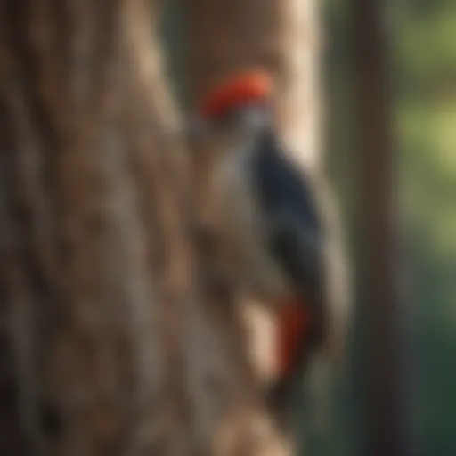 Woodpecker perched on a tree trunk