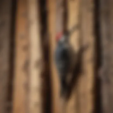 Damaged wooden siding from woodpecker activity