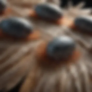 Close-up of bird mites on a feather