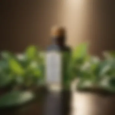 Peppermint Oil: Nature's Essence An elegant bottle of peppermint oil surrounded by fresh peppermint leaves.