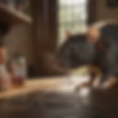 Home Defense: Peppermint Against Rats A visual representation of a rat deterrent strategy using peppermint oil in a home setting.