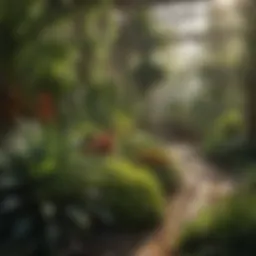 A lush garden showcasing diverse plants and natural pest control methods