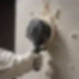 Close-up view of expanding foam application in a targeted area