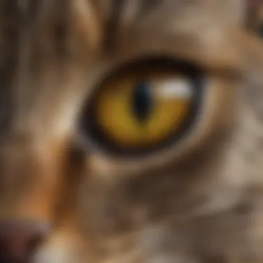 Close-up of a cat's eye reflecting its surroundings