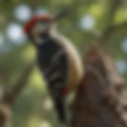 Woodpecker resting on a tree branch
