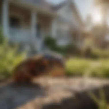 Home and Garden Pest Management A suburban home with a well-maintained garden showcasing preventive pest measures